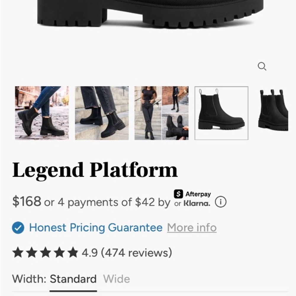 Thursday Boot Company Legend Platform Boots, Size 8.5, Matte Black, NWOT